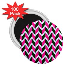 Chevron Pink Green Retro 2 25  Magnets (100 Pack) 