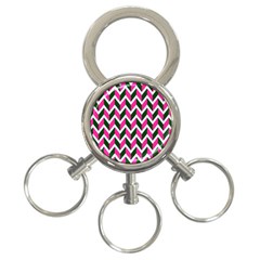 Chevron Pink Green Retro 3-ring Key Chains