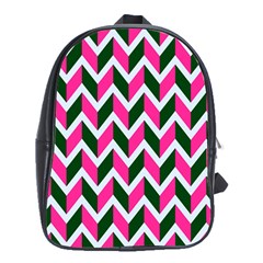 Chevron Pink Green Retro School Bag (xl)