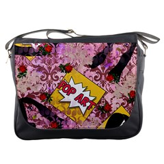 Red Retro Pop Messenger Bags by snowwhitegirl