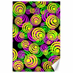 Bright Yellow Pink And Green Neon Circles Canvas 20  X 30   by PodArtist