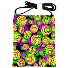 Bright Yellow Pink And Green Neon Circles Shoulder Sling Bags by PodArtist