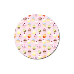 Baby Pink Valentines Cup Cakes Magnet 3  (round) by PodArtist