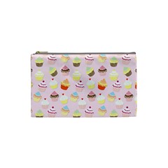 Baby Pink Valentines Cup Cakes Cosmetic Bag (small)  by PodArtist