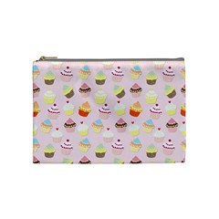 Baby Pink Valentines Cup Cakes Cosmetic Bag (medium)  by PodArtist