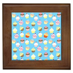 Pale Pastel Blue Cup Cakes Framed Tiles by PodArtist