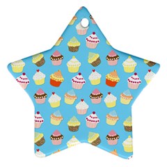 Pale Pastel Blue Cup Cakes Ornament (star) by PodArtist