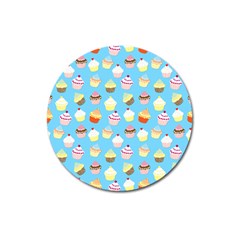 Pale Pastel Blue Cup Cakes Magnet 3  (round) by PodArtist