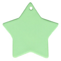    Classic Mint Green & White Herringbone Pattern Ornament (star) by PodArtist