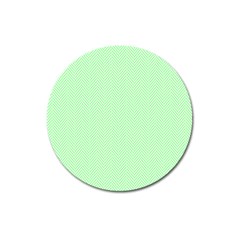    Classic Mint Green & White Herringbone Pattern Magnet 3  (round) by PodArtist