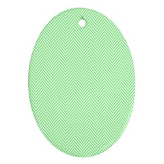    Classic Mint Green & White Herringbone Pattern Oval Ornament (two Sides) by PodArtist