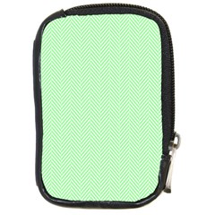    Classic Mint Green & White Herringbone Pattern Compact Camera Cases by PodArtist