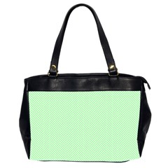    Classic Mint Green & White Herringbone Pattern Office Handbags (2 Sides)  by PodArtist