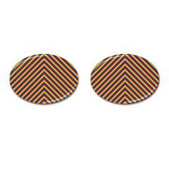 Gay Pride Flag Rainbow Chevron Stripe Cufflinks (oval) by PodArtist