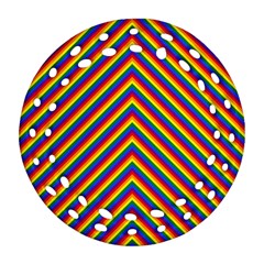 Gay Pride Flag Rainbow Chevron Stripe Ornament (round Filigree)