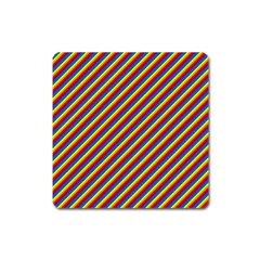 Gay Pride Flag Candy Cane Diagonal Stripe Square Magnet by PodArtist