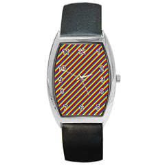 Gay Pride Flag Candy Cane Diagonal Stripe Barrel Style Metal Watch by PodArtist