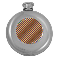 Gay Pride Flag Candy Cane Diagonal Stripe Round Hip Flask (5 Oz) by PodArtist