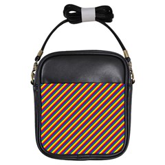 Gay Pride Flag Candy Cane Diagonal Stripe Girls Sling Bags by PodArtist