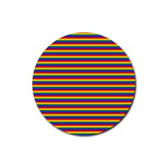 Horizontal Gay Pride Rainbow Flag Pin Stripes Rubber Coaster (round)  by PodArtist
