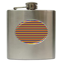 Horizontal Gay Pride Rainbow Flag Pin Stripes Hip Flask (6 Oz) by PodArtist