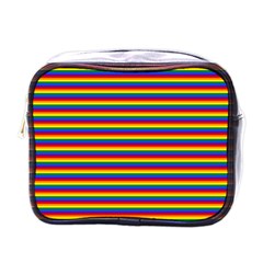 Horizontal Gay Pride Rainbow Flag Pin Stripes Mini Toiletries Bags by PodArtist