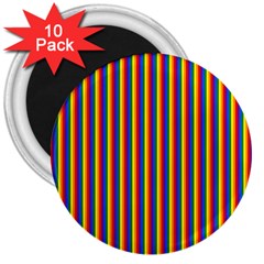 Vertical Gay Pride Rainbow Flag Pin Stripes 3  Magnets (10 pack) 