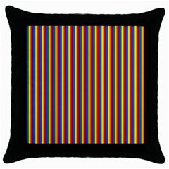 Vertical Gay Pride Rainbow Flag Pin Stripes Throw Pillow Case (Black)