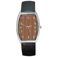 Vertical Gay Pride Rainbow Flag Pin Stripes Barrel Style Metal Watch by PodArtist