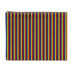Vertical Gay Pride Rainbow Flag Pin Stripes Cosmetic Bag (XL)