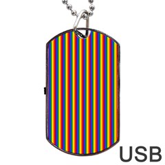 Vertical Gay Pride Rainbow Flag Pin Stripes Dog Tag Usb Flash (two Sides) by PodArtist