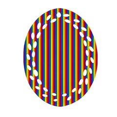 Vertical Gay Pride Rainbow Flag Pin Stripes Ornament (Oval Filigree)