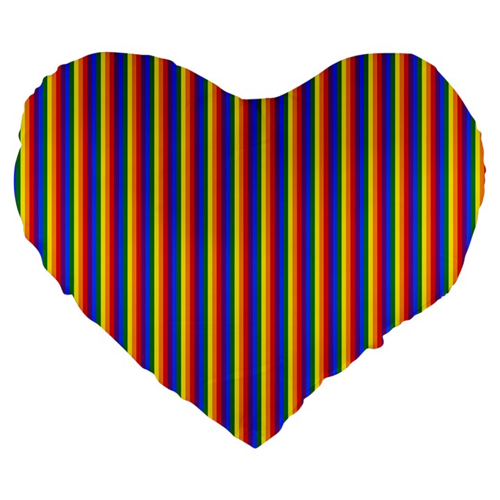 Vertical Gay Pride Rainbow Flag Pin Stripes Large 19  Premium Heart Shape Cushions