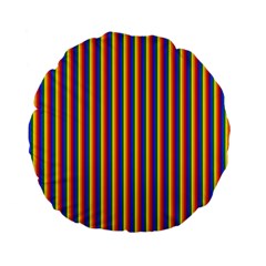 Vertical Gay Pride Rainbow Flag Pin Stripes Standard 15  Premium Flano Round Cushions