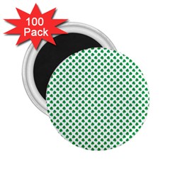 Green Shamrock Clover On White St  Patrick s Day 2 25  Magnets (100 Pack)  by PodArtist