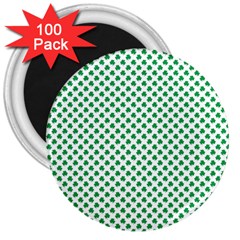 Green Shamrock Clover On White St  Patrick s Day 3  Magnets (100 Pack) by PodArtist