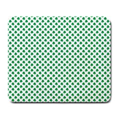 Green Shamrock Clover On White St  Patrick s Day Large Mousepads by PodArtist