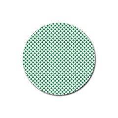 Green Shamrock Clover On White St  Patrick s Day Rubber Round Coaster (4 Pack)  by PodArtist