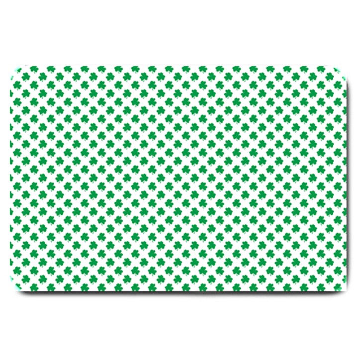 Green Shamrock Clover on White St. Patrick s Day Large Doormat 