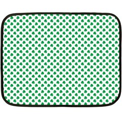 Green Shamrock Clover On White St  Patrick s Day Fleece Blanket (mini) by PodArtist