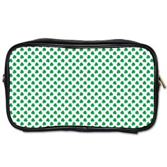 Green Shamrock Clover On White St  Patrick s Day Toiletries Bags 2-side by PodArtist