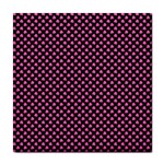 Small Hot Pink Irish Shamrock Clover on Black Tile Coasters Front