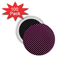 Small Hot Pink Irish Shamrock Clover On Black 1 75  Magnets (100 Pack) 