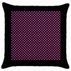 Small Hot Pink Irish Shamrock Clover On Black Throw Pillow Case (black)