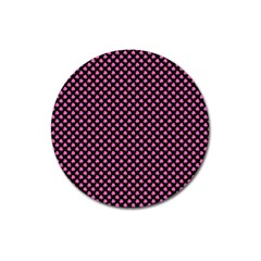 Small Hot Pink Irish Shamrock Clover On Black Magnet 3  (round) by PodArtist