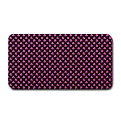 Small Hot Pink Irish Shamrock Clover On Black Medium Bar Mats by PodArtist