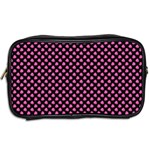 Small Hot Pink Irish Shamrock Clover on Black Toiletries Bags 2-Side Back