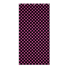 Small Hot Pink Irish Shamrock Clover On Black Shower Curtain 36  X 72  (stall)  by PodArtist