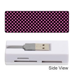 Small Hot Pink Irish Shamrock Clover On Black Memory Card Reader (stick)  by PodArtist