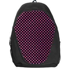 Small Hot Pink Irish Shamrock Clover On Black Backpack Bag by PodArtist